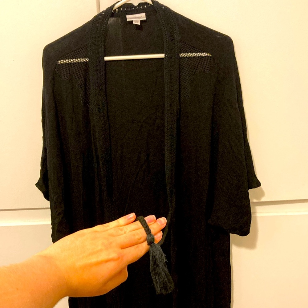 Avenue 18/20 Black Light Thin Tassel Wrap Coverup